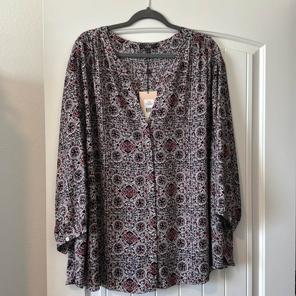 NYDJ Pintuck Blouse, new with tags!
